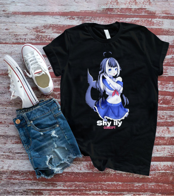 Shy Lily Concept Monochrome Anime Character T-Shirt