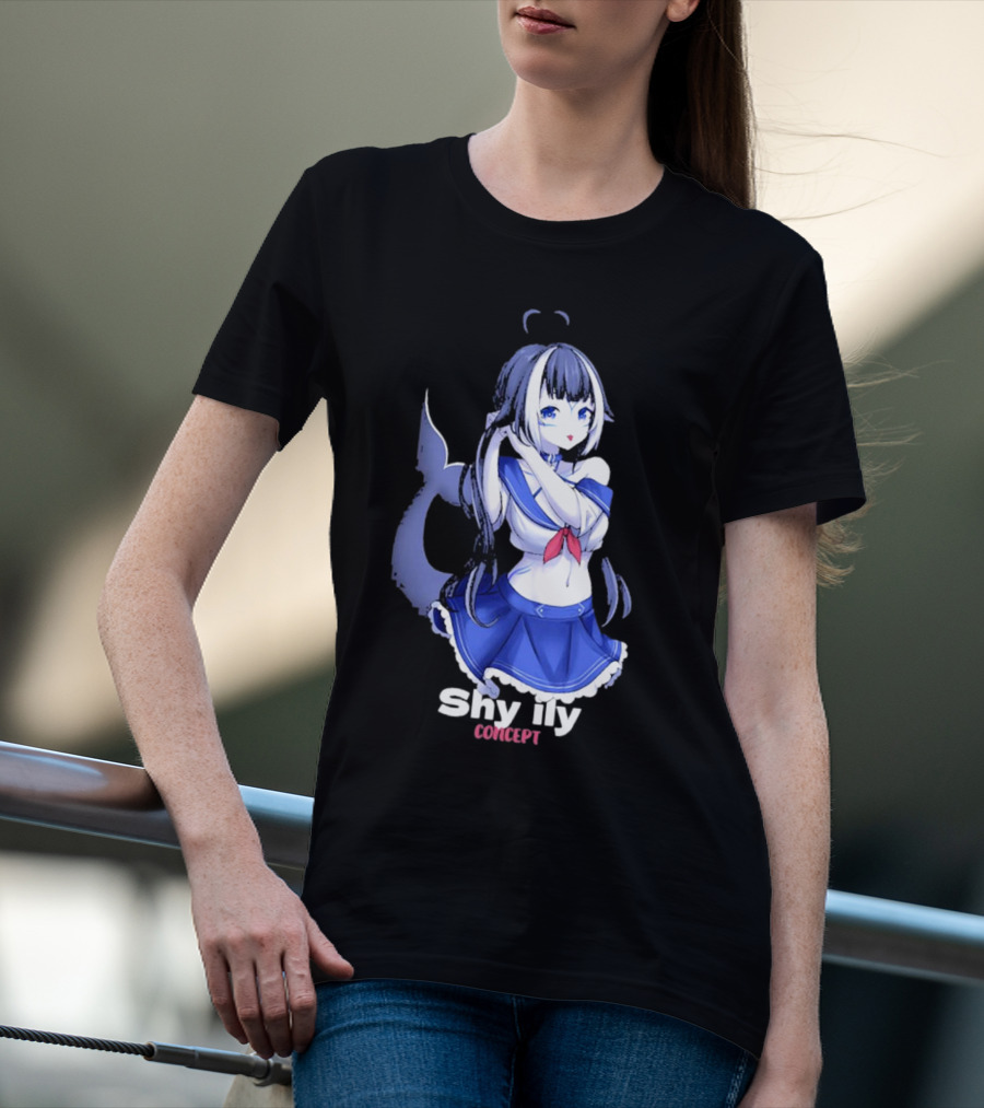 Shy Lily Concept Monochrome Anime Character T-Shirt
