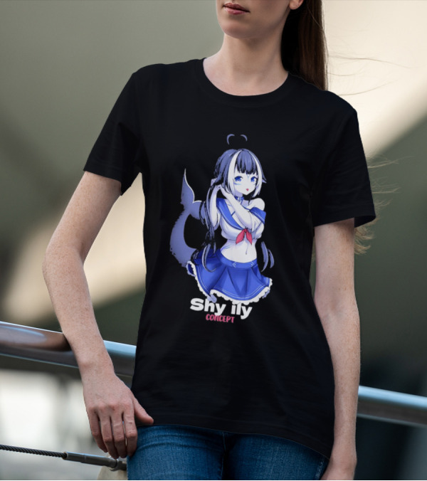 Shy Lily Concept Monochrome Anime Character T-Shirt