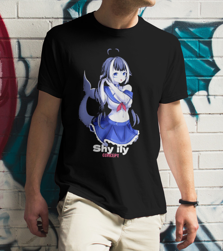 Shy Lily Concept Monochrome Anime Character T-Shirt