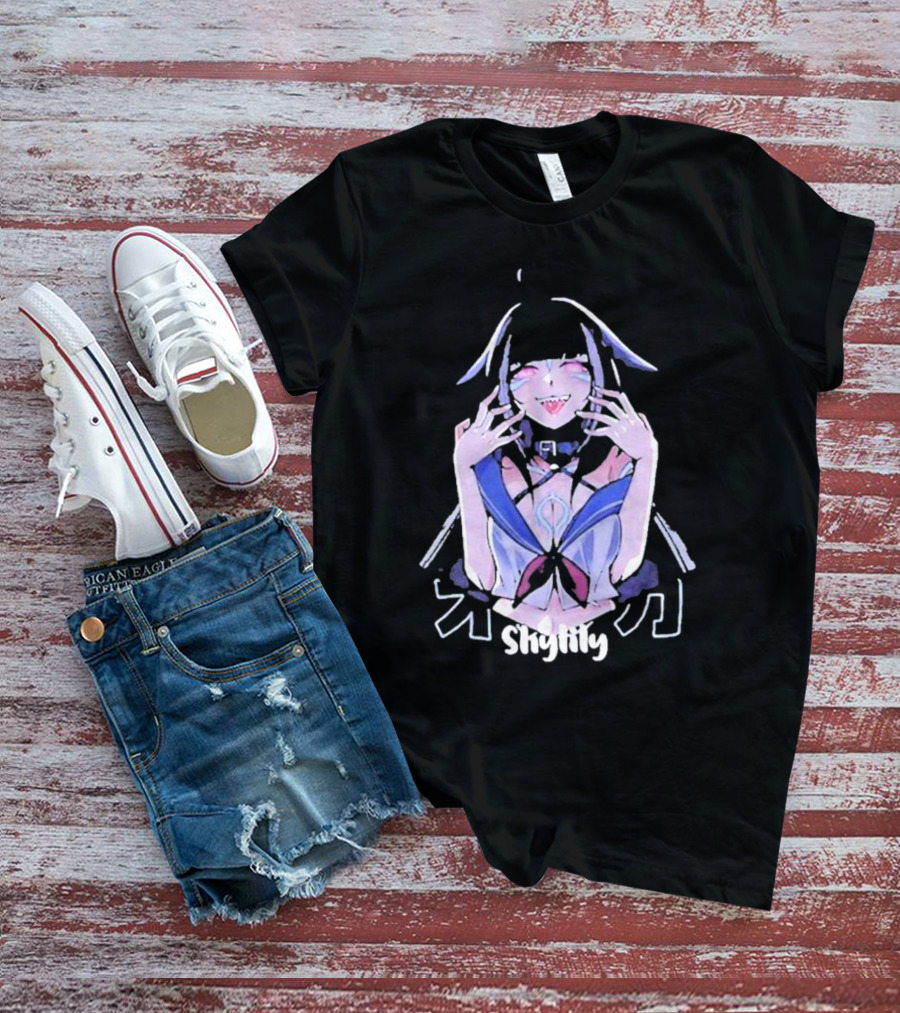 Shylily Yandere Anime Character With Fanged Smile And Pointed Ears T-Shirt