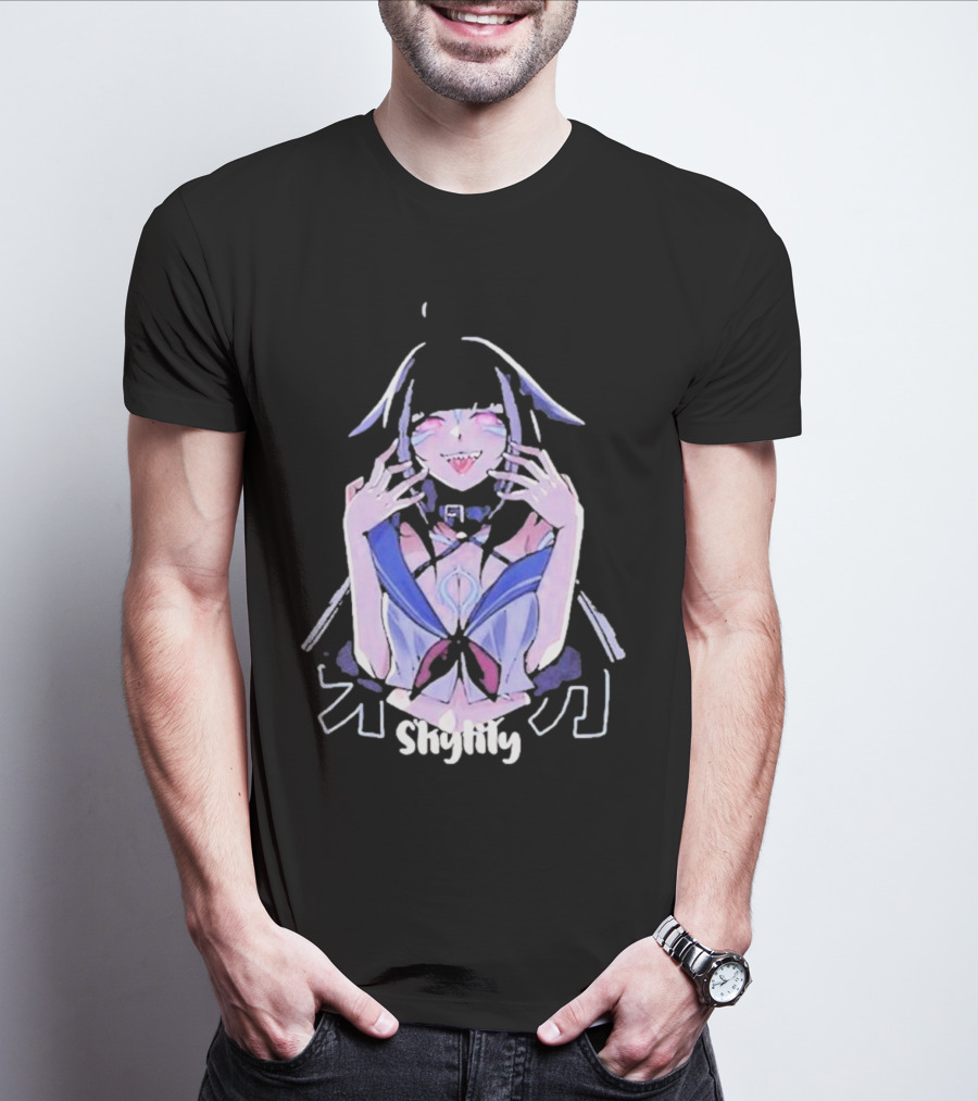Shylily Yandere Anime Character With Fanged Smile And Pointed Ears T-Shirt