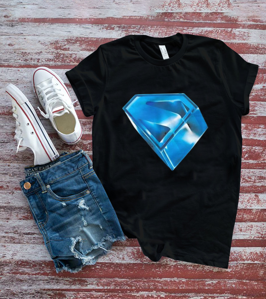 Superman 2025 Movie Stylized S-Shield Blue Diamond Emblem T-Shirt