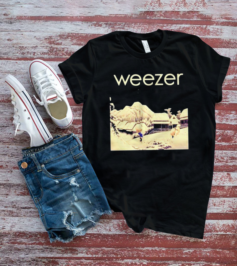 Weezer Pinkerton Album Snowy Village Scene T-Shirt
