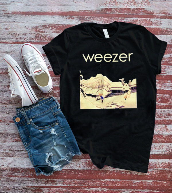 Weezer Pinkerton Album Snowy Village Scene T-Shirt