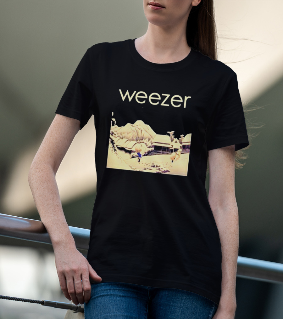 Weezer Pinkerton Album Snowy Village Scene T-Shirt