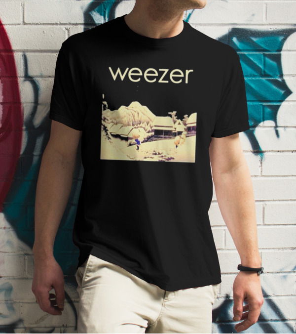 Weezer Pinkerton Album Snowy Village Scene T-Shirt