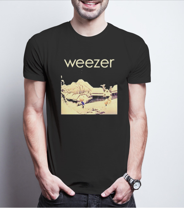 Weezer Pinkerton Album Snowy Village Scene T-Shirt