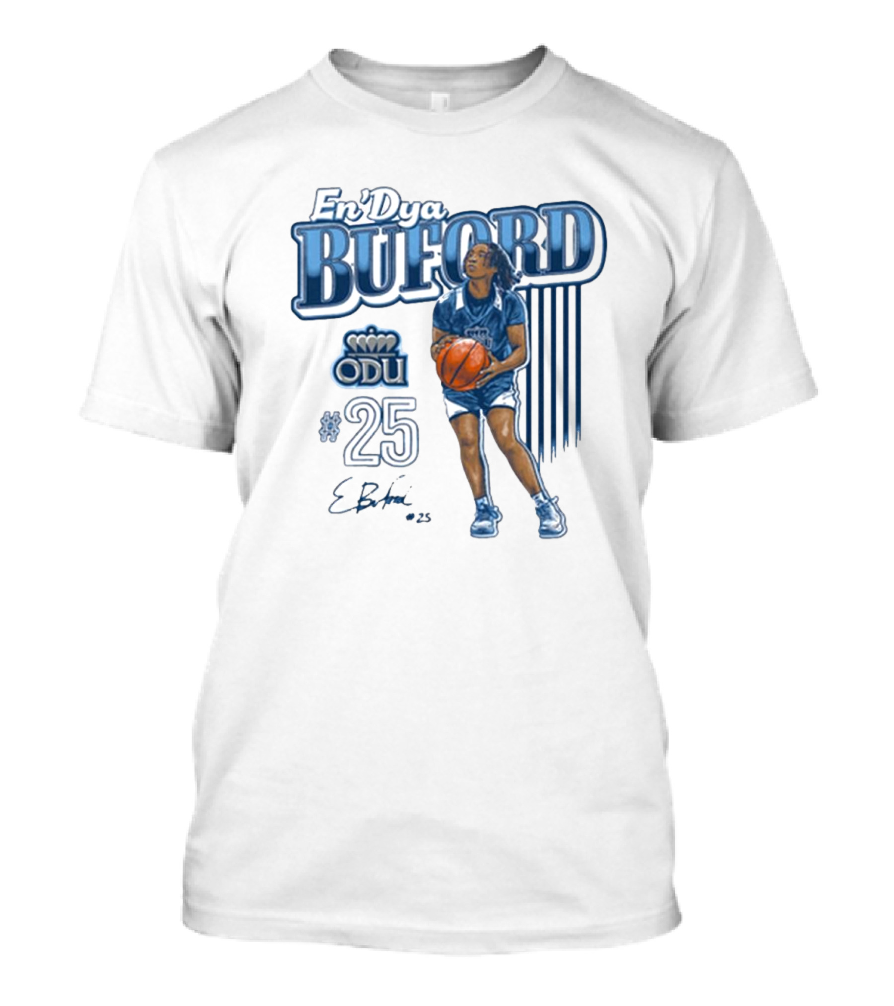 En’Dya Buford ODU #25 Monarchs Basketball Carolina Classics Signature T-Shirt