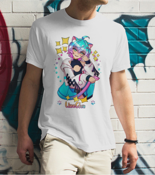 LineChu Glimmer Anime Character With Cat Ears And Colorful Pastel Aesthetic T-Shirt