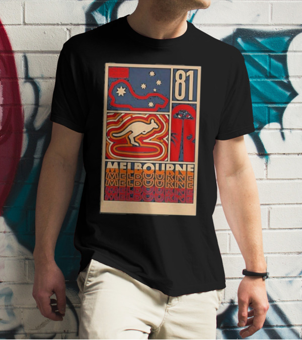 Melbourne 81 Stars Kangaroo Design Funny Oscar Piastri T-Shirt