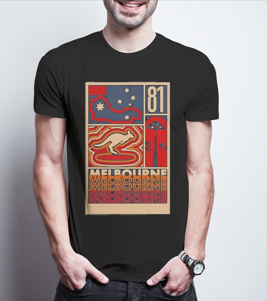 Melbourne 81 Stars Kangaroo Design Funny Oscar Piastri T-Shirt