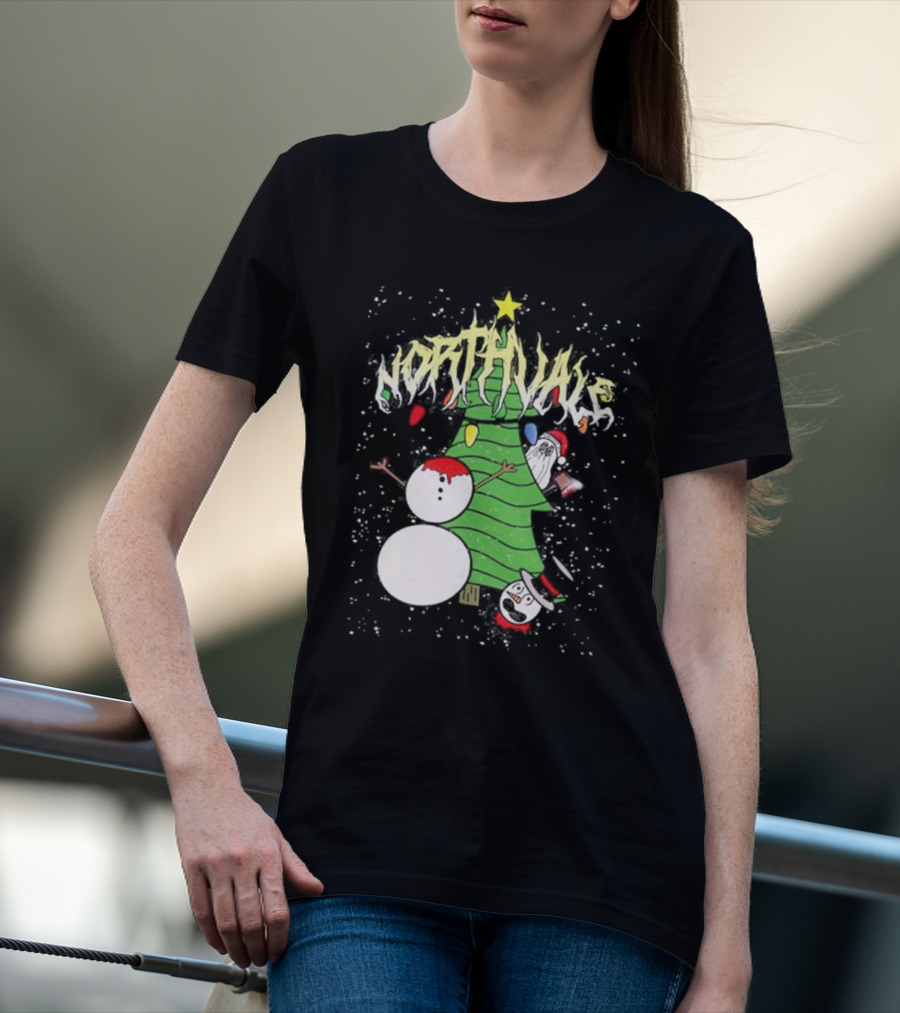 Northvale Headless Snowman Christmas Tree Festive Holiday Scene T-Shirt
