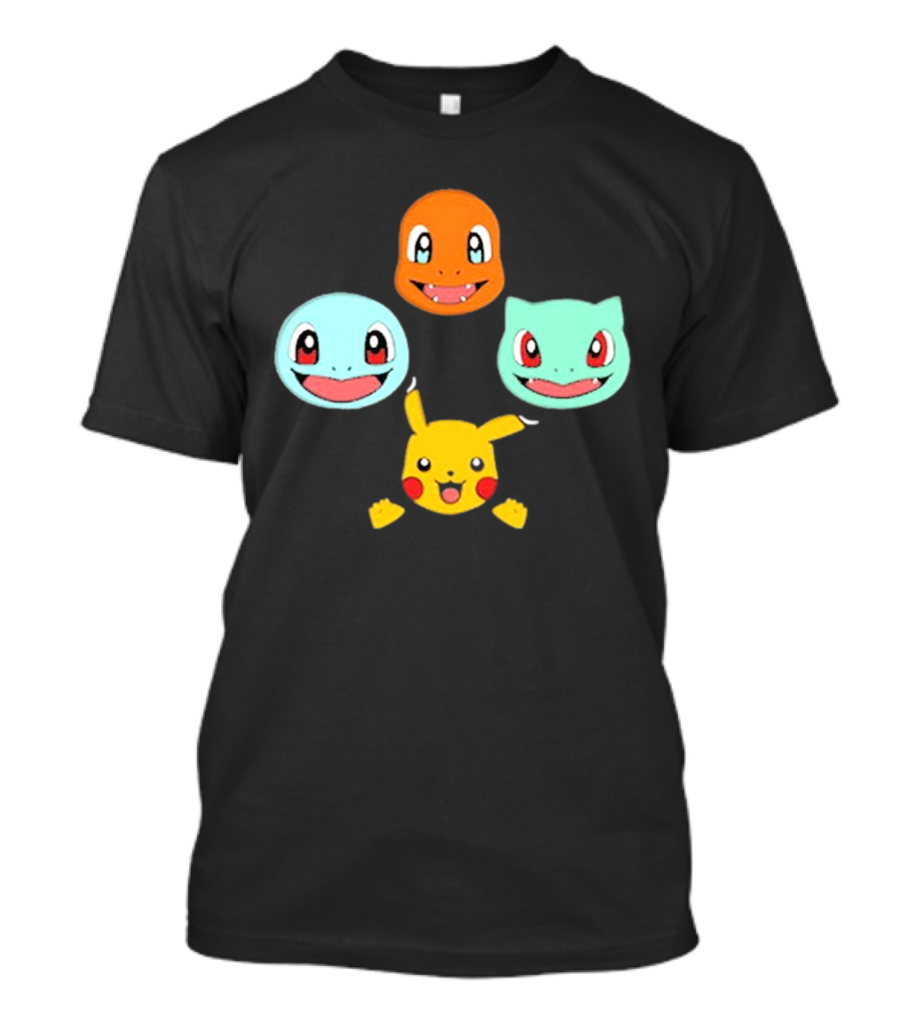 Pokemon Bohemian Rhapsody Charmander Squirtle Bulbasaur Pikachu Faces T-Shirt