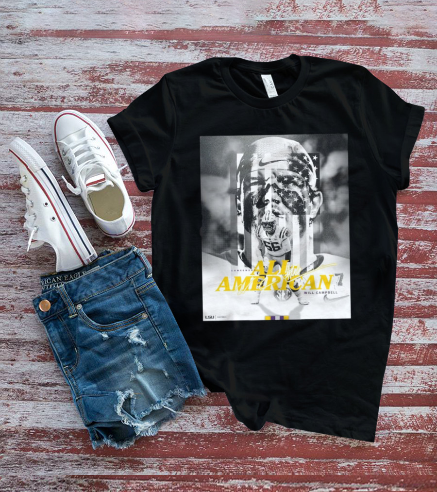 LSU Tigers Football Will Campbell Consensus All-American #66 T-Shirt