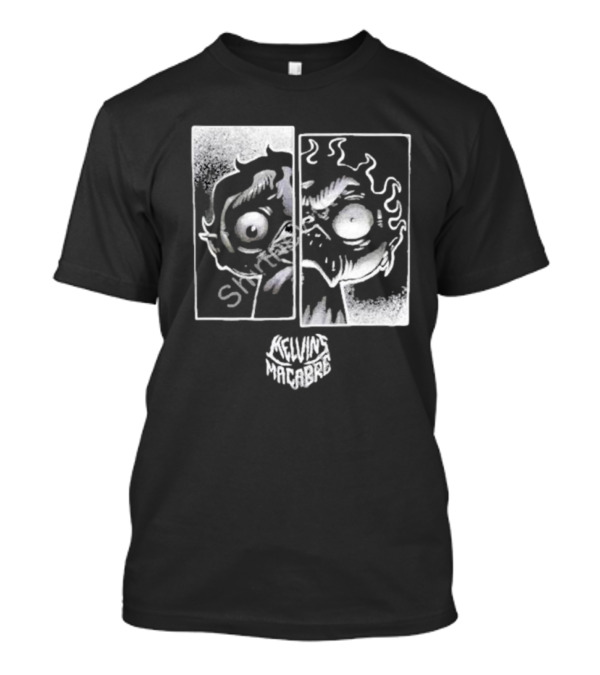 MeatCanyon Merch Melvin’s Macabre Split Face Creepy Comic T-Shirt
