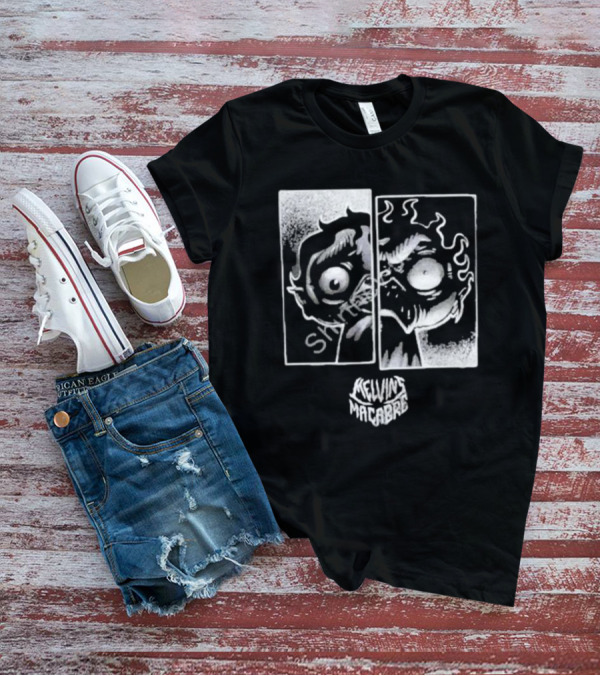 MeatCanyon Merch Melvin’s Macabre Split Face Creepy Comic T-Shirt
