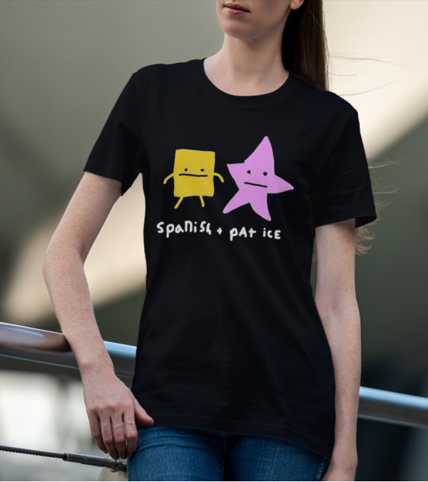 Spanish And Pat Ice Cartoon Square And Star Characters T-Shirt