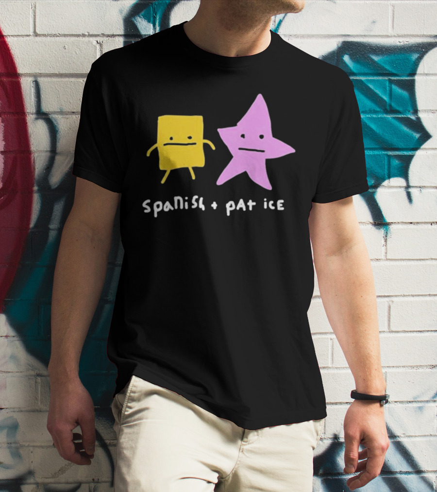 Spanish And Pat Ice Cartoon Square And Star Characters T-Shirt
