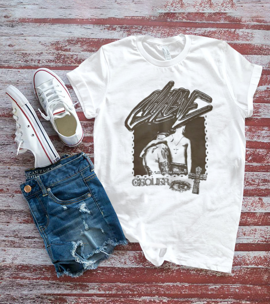 Geolier Chiagne Na Pecché Chiagne Cross Tattoo T-Shirt