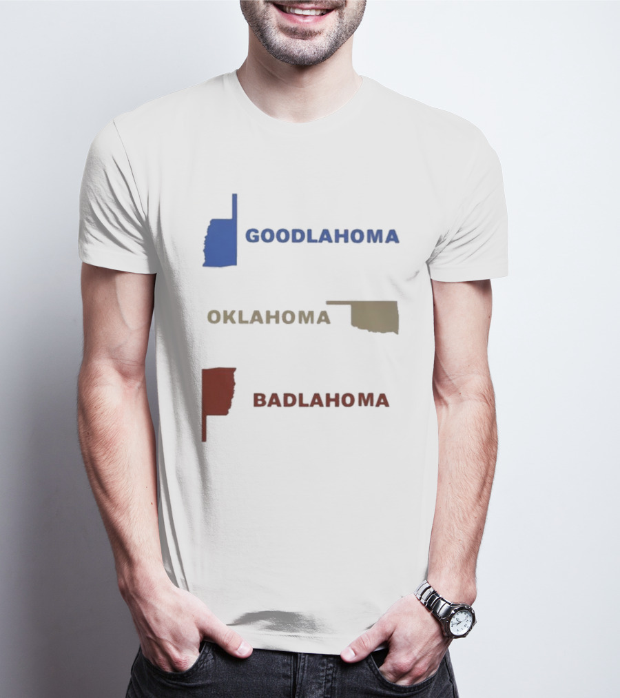 Goodlahoma Oklahoma Badlahoma Text With State Map T-Shirt