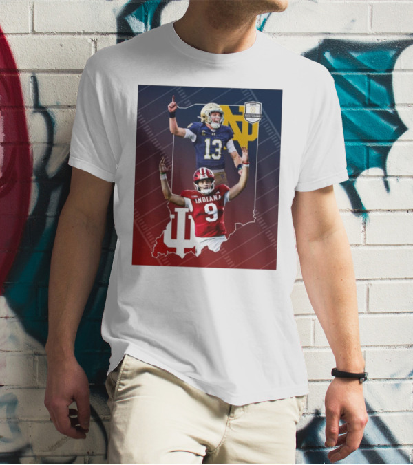 Indiana Hoosiers Versus Notre Dame Fighting Irish 12-Team CFP Friday Matchup T-Shirt