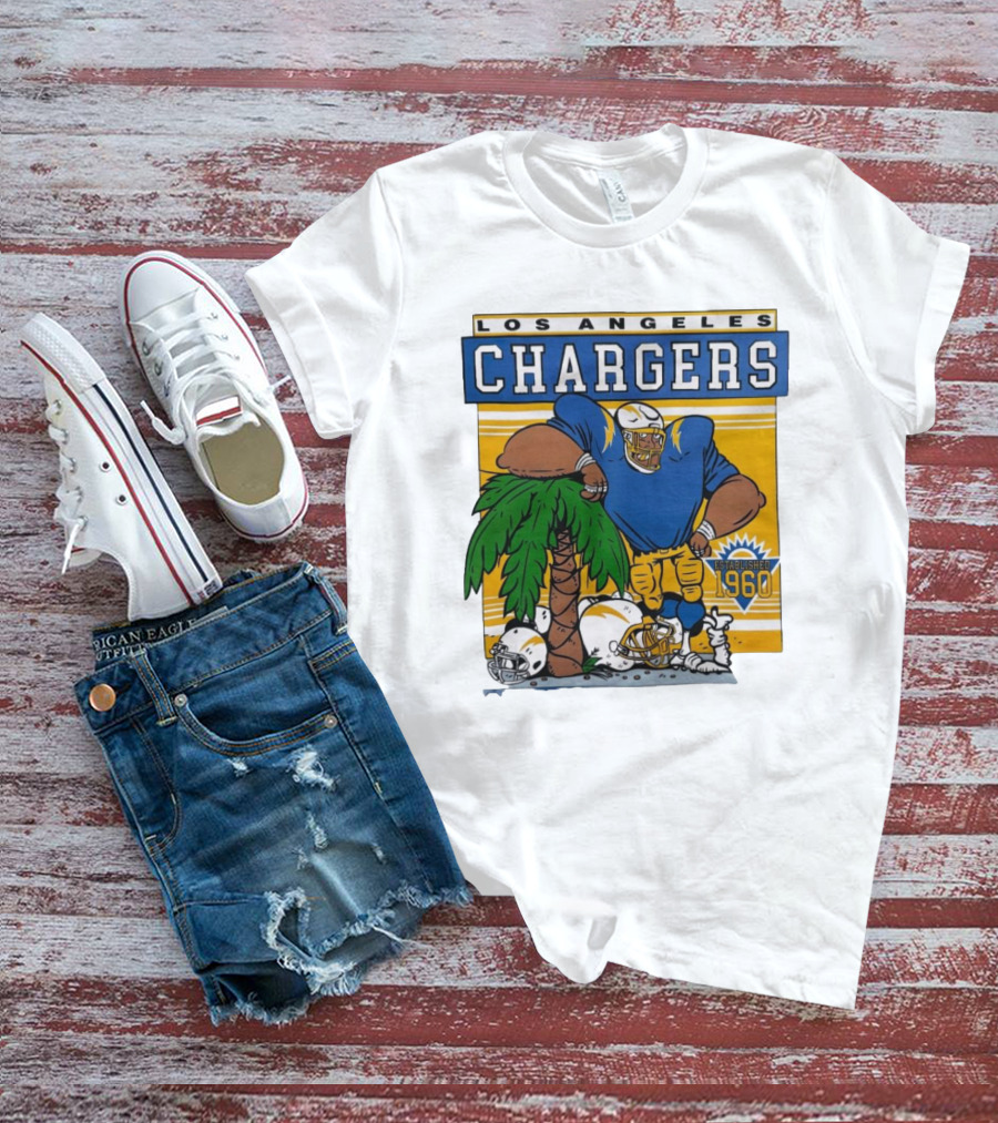 Los Angeles Chargers Crenshaw Skate Club Light Blue Palm Tree Established 1960 Football Player T-Shirt