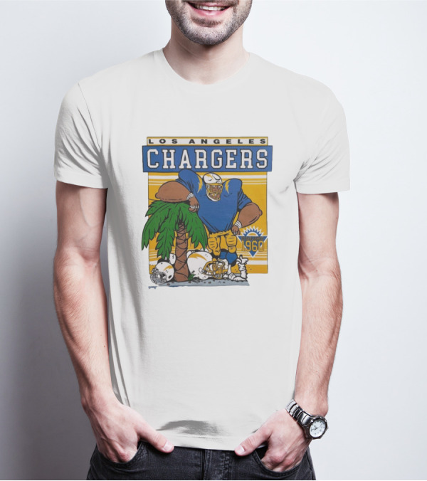 Los Angeles Chargers Crenshaw Skate Club Light Blue Palm Tree Established 1960 Football Player T-Shirt