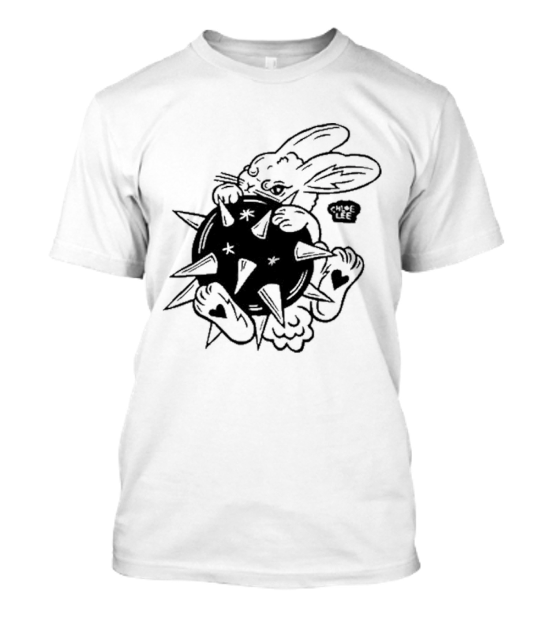 Chloeleeart Morningstar Bunny Holding Spiked Ball With Stars And Hearts T-Shirt