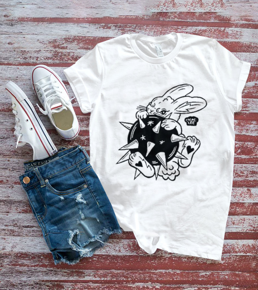 Chloeleeart Morningstar Bunny Holding Spiked Ball With Stars And Hearts T-Shirt