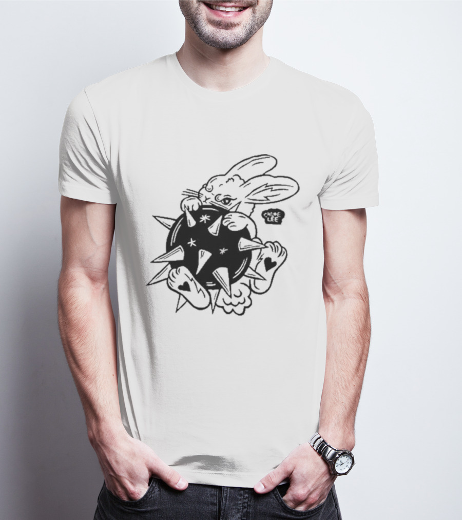 Chloeleeart Morningstar Bunny Holding Spiked Ball With Stars And Hearts T-Shirt