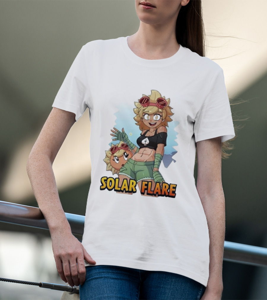 Solar Flare Anime Style Character With Blonde Hair And Goggles T-Shirt