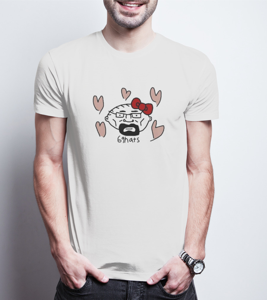 69Hats Hello Waltuh Character Mashup With Red Bow And Hearts T-Shirt