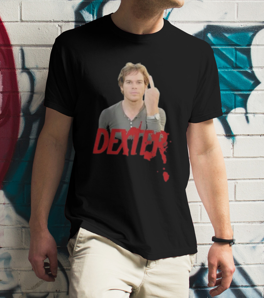 Dexter Middle Finger Blood Splatter T-Shirt