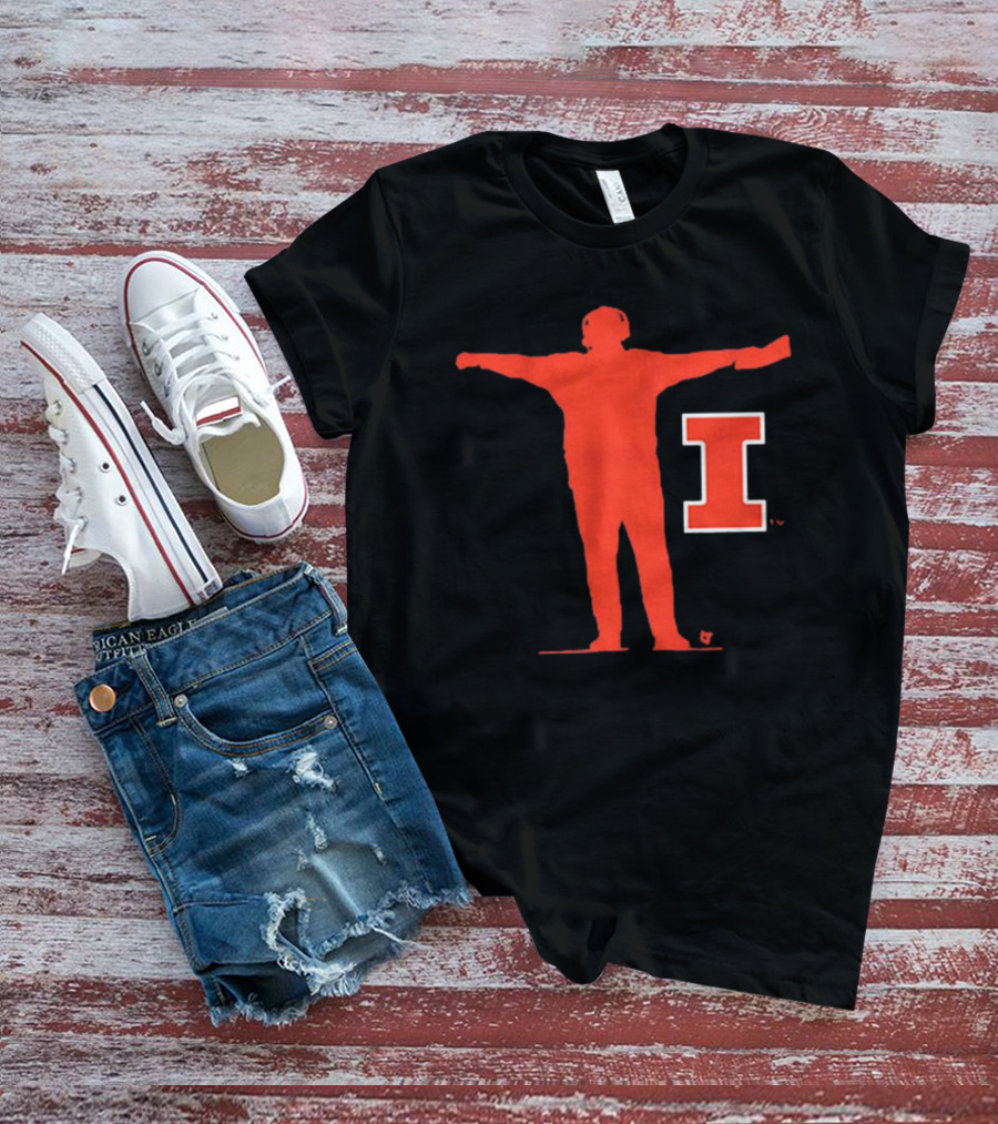 Illinois Fighting Illini Football Coach Silhouette And Iconic I T-Shirt