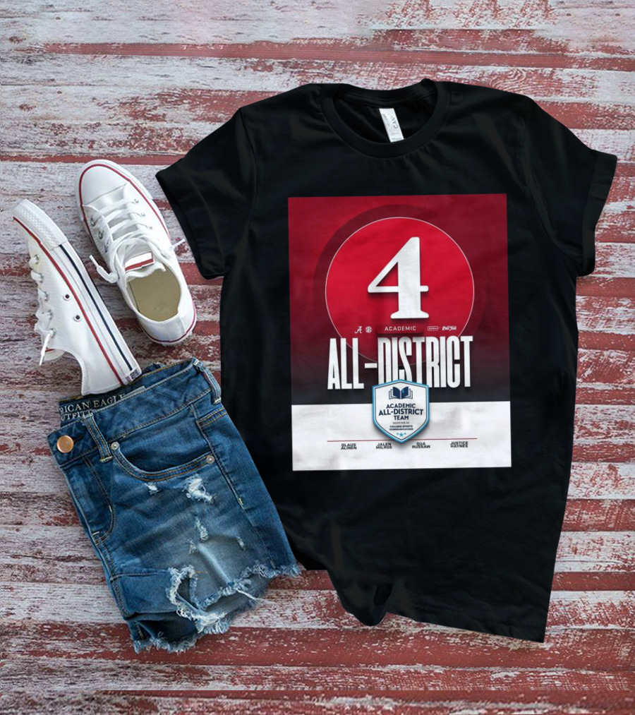 Alabama Crimson Tide Academic All-District Honorees Olaus Alinen Jalen Milroe Qua Russaw Justice Haynes T-Shirt