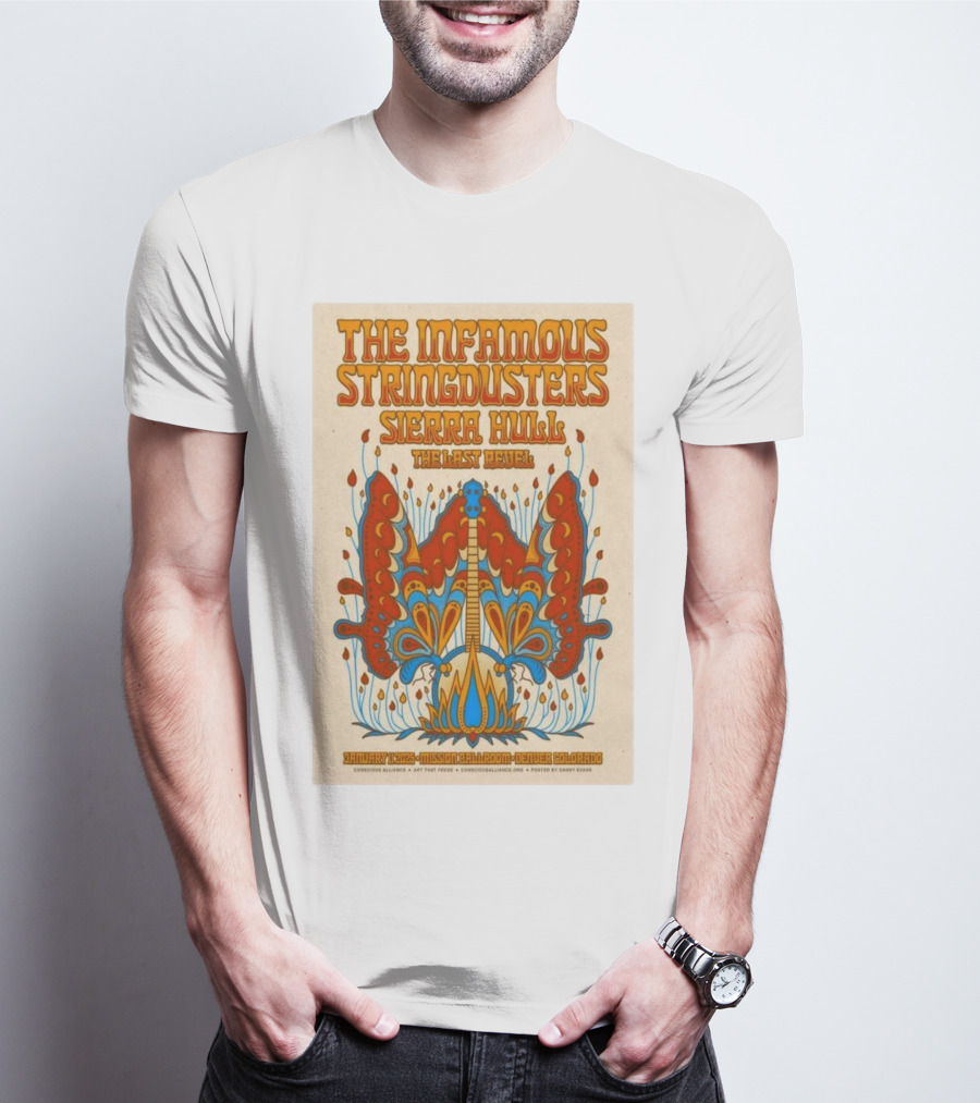 The Infamous Stringdusters And Sierra Hull And The Last Revel Live January 11, 2025 Mission Ballroom Denver CO Vibrant T-Shirt