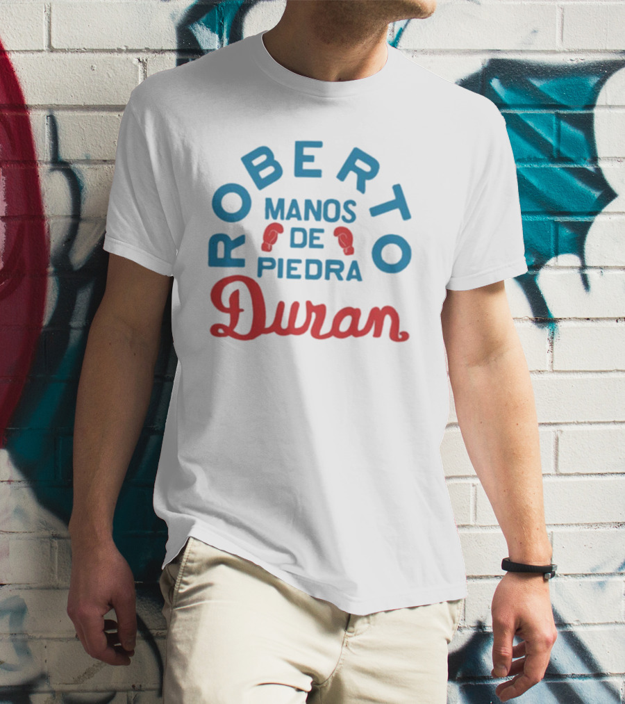 Joe Rogan Roberto Duran Manos De Piedra Boxing Legend Red Blue Gloves T-Shirt
