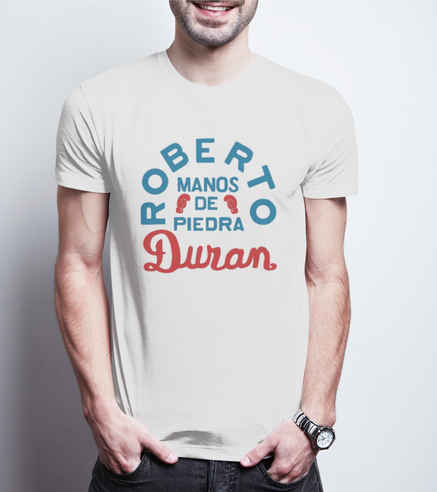 Joe Rogan Roberto Duran Manos De Piedra Boxing Legend Red Blue Gloves T-Shirt