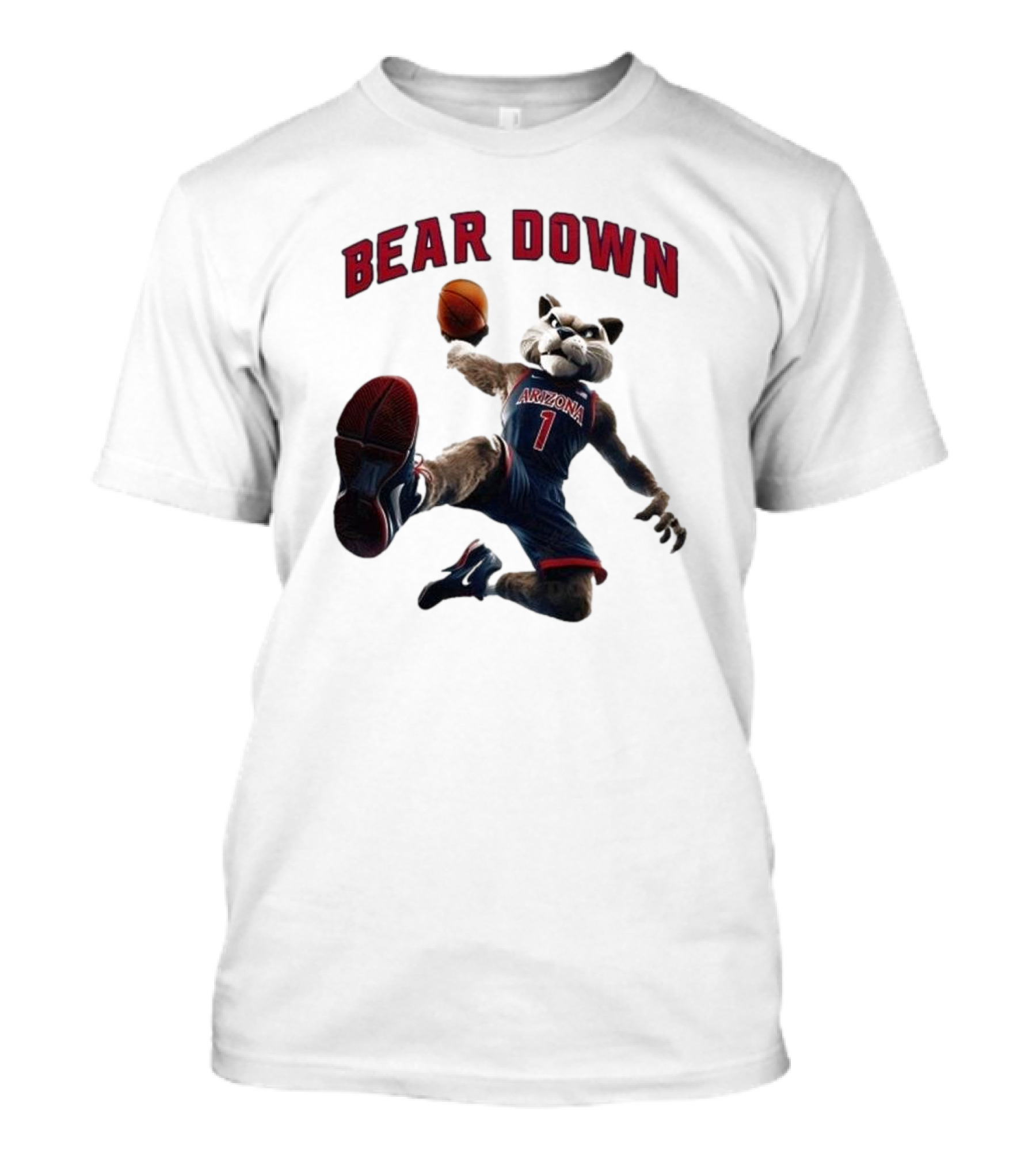 Bear Down Arizona Wildcats 2025 Basketball Mascot T-Shirt
