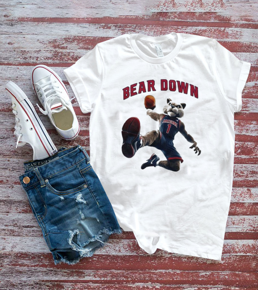 Bear Down Arizona Wildcats 2025 Basketball Mascot T-Shirt