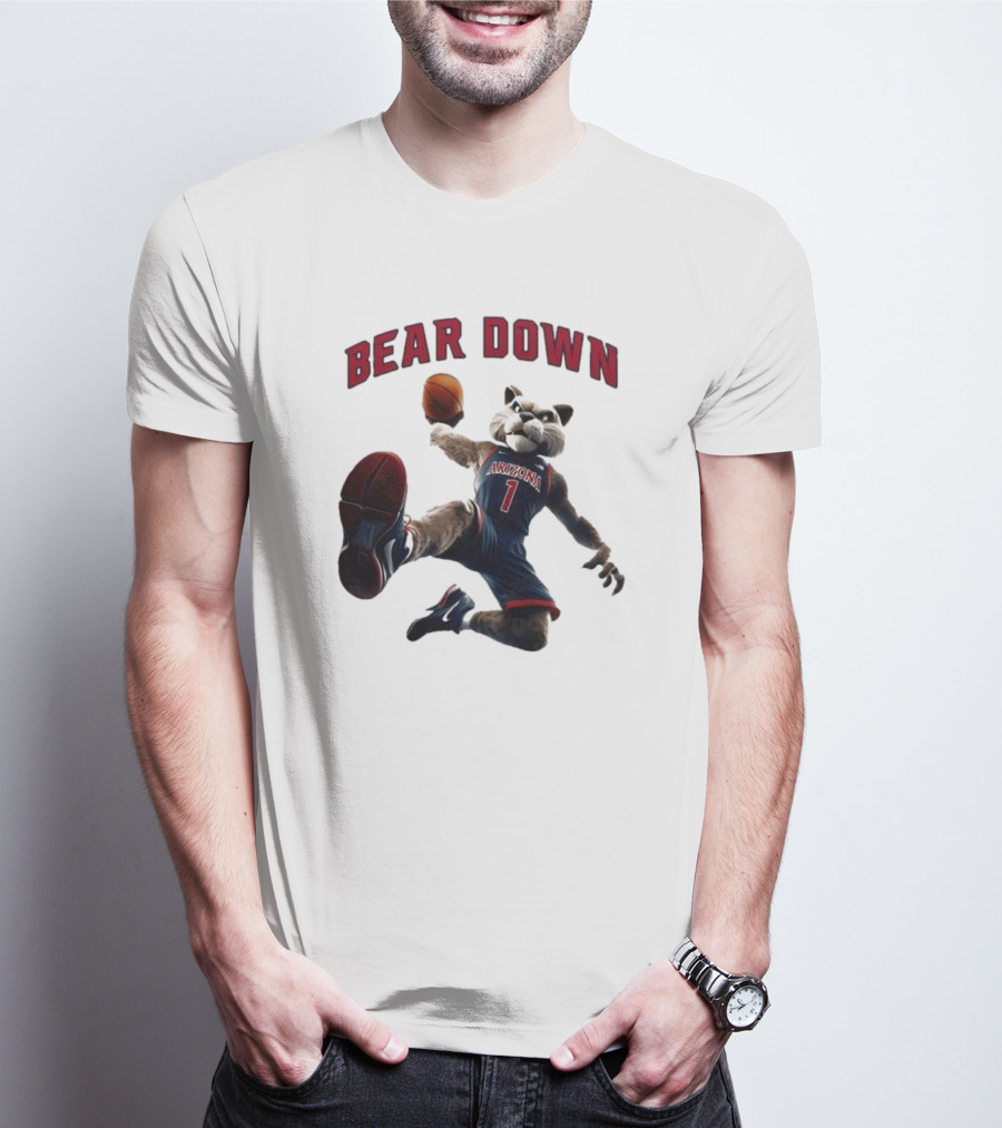 Bear Down Arizona Wildcats 2025 Basketball Mascot T-Shirt