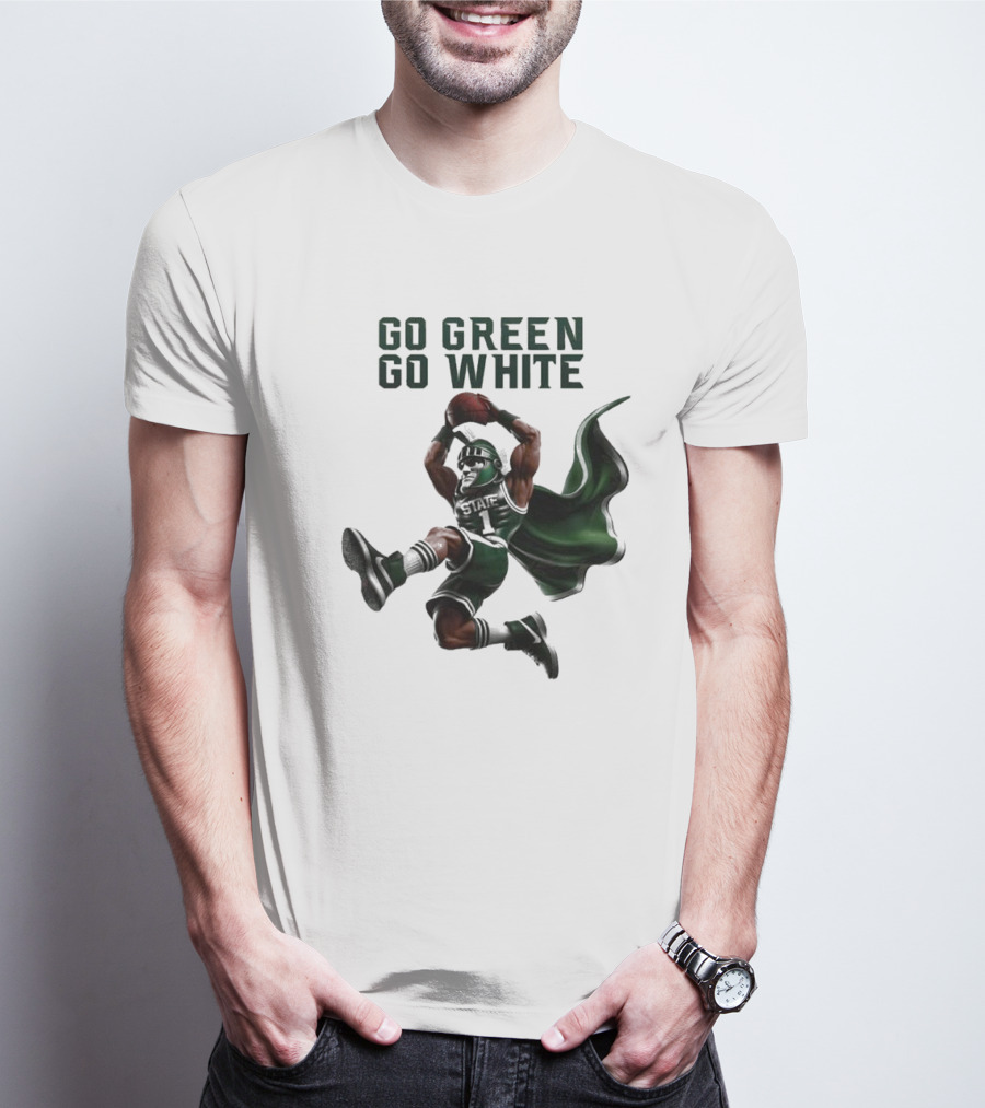 Michigan State Spartans Go Green Go White Football Mascot 2025 T-Shirt