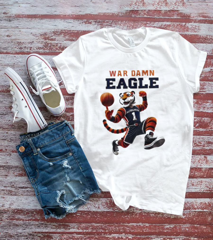 Auburn Tigers War Damn Eagle 2025 Basketball Mascot NCAA T-Shirt