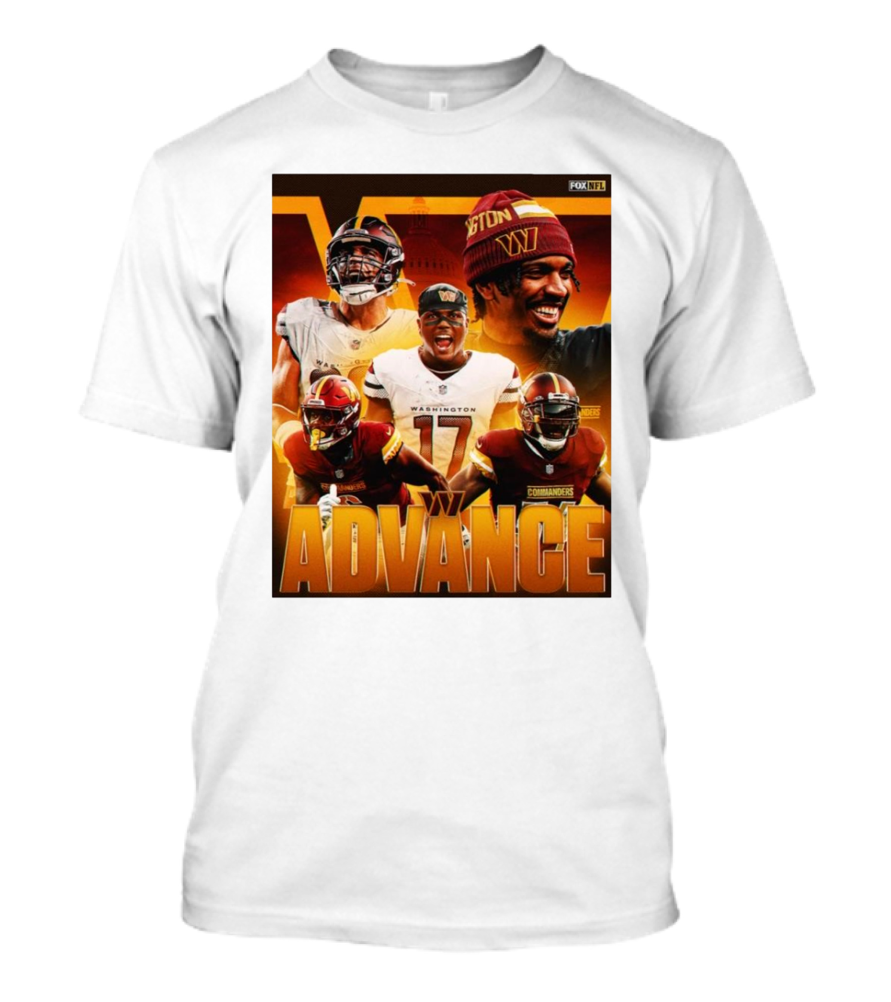 Washington Commanders Advance Sink Buccaneers Playoff Hopes FOX NFL Sports T-Shirt