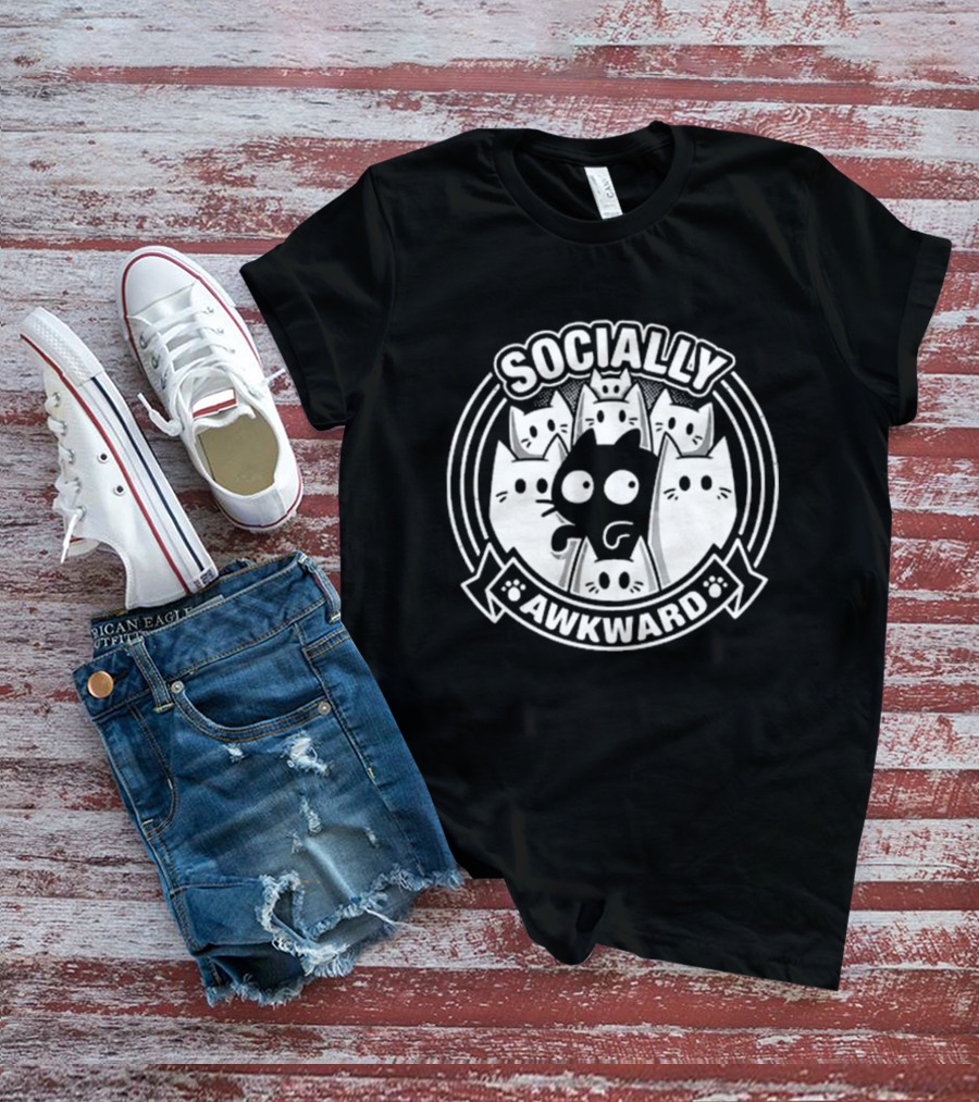 Socially Awkward Cat Funny Kitten Misfit Group T-Shirt