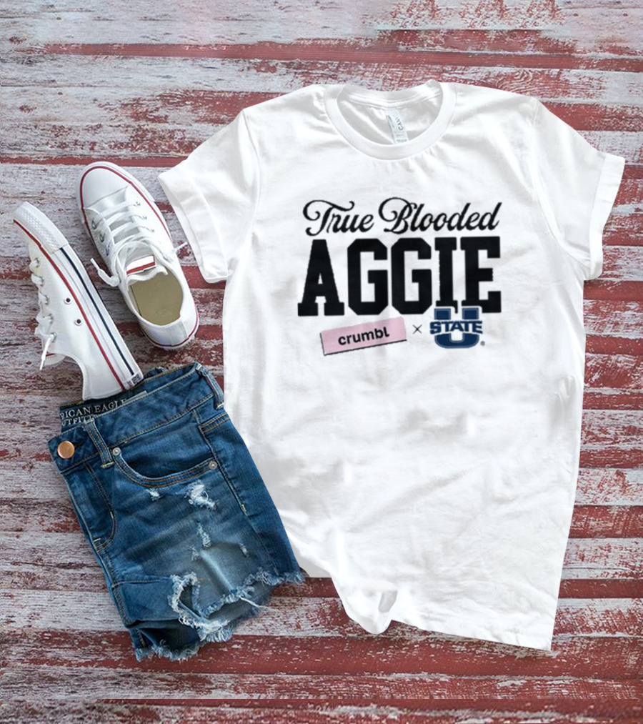 Crumbl X Utah State University True Blooded Aggie T-Shirt