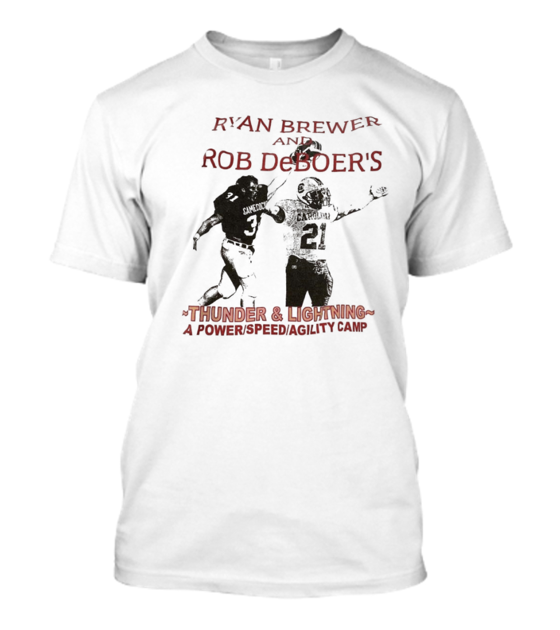 Ryan Brewer And Rob DeBoer Thunder And Lightning Power Speed Agility Camp Gamecocks Football Training T-Shirt