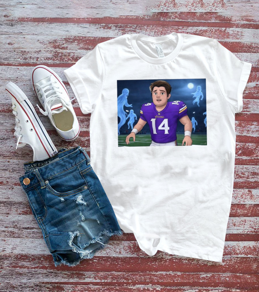 Sam Darnold Haunted By Ghosts In Minnesota Vikings NFL Jersey T-Shirt