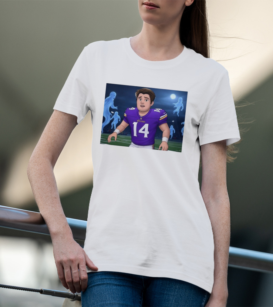 Sam Darnold Haunted By Ghosts In Minnesota Vikings NFL Jersey T-Shirt